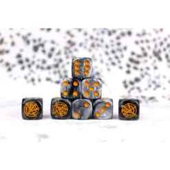 Dweghom Faction Dice On Gray Swirl Dice
